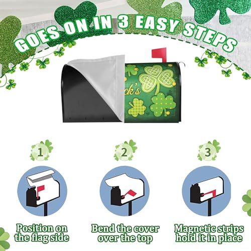 ARKUKT St. Patrick's Day Mailbox Cover Magnetic Shamrock Mailbox Wraps Post Letter Box Cover for Garden Yard Home Decor Standard Size 21" x 18" - Thumbnail 4