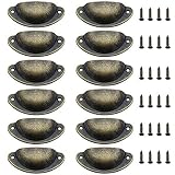 SPTwj 12 Pack Muschelgriffe Schubladengriff Vintage Küchenmöbel Schublade Knopf Kleiderschrank Bronze europäischen Stil Griff mit Schraube
