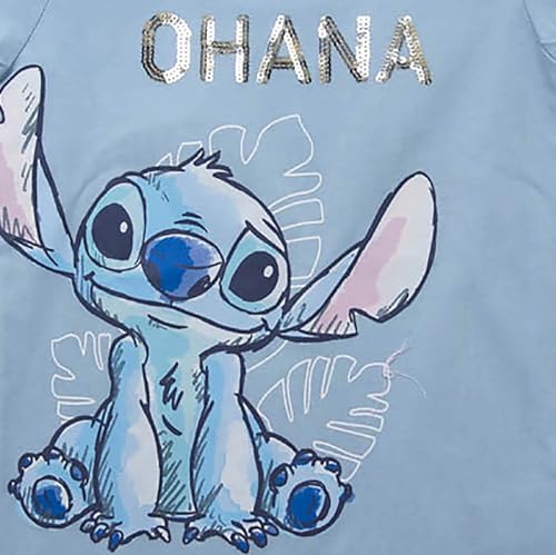 Disney Girls Stitch Front and Back Stitch Portrait with Sequins Girls Short Sleeve Tee Shirt2