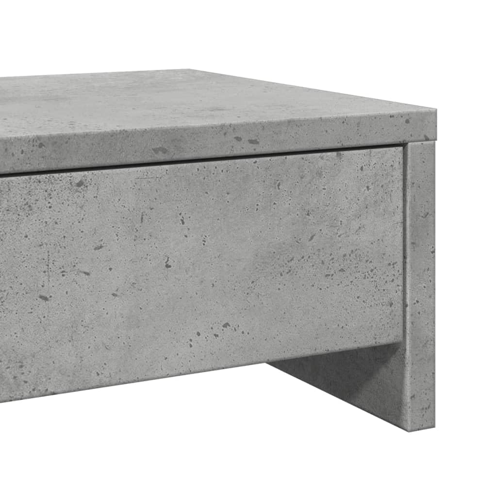 Monitorständer mit Schubladen Betongrau aus Holzwerkstoff 50 x 27 x 15 cm, 2 Schubladen, 25 kg Tragkraft, Monitoraufsatz für Schreibtisch, Arbeitsplatz und Homeoffice, Ordnung und Ergonomie