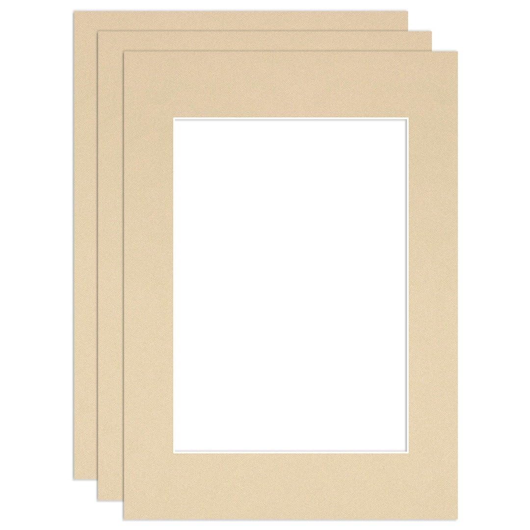 Procut Global 7x5" Ivory Picture Mounts to Fit 5x3.5" Aperture - Precision Cut Cardboard Photo Mount - Ideal for Frames, Prints, Artwork & Certificates - Sizes & Colours Available - 3 Pack