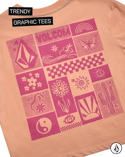 Image of Volcom Girls Shirts - Casual Crewneck Short Sleeve Graphic Tee Trendy Tops - Breathable Girls Summer Clothes