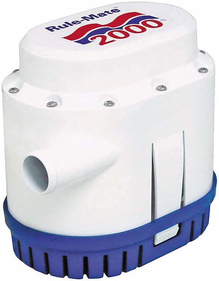 Rule Automatic Bilge Pump RM2000A 1500/2000 GPH - 12V/24V with Sensor-Eco-Friendly Field Effect - Reliable High-Capacity Pumping for Boats-Smart Safety Features-Easy Installation - Ideal for Dry Bilge