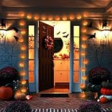 Runleo Halloween Decorations Pumpkin String Lights - 20 LED 10 FT 3D Cute Waterproof Orange Jack-O-Lantern Battery Operated Lights, 2 Modes Steady/Flickering Light for Indoor Outdoor Party Decor