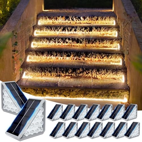 Jofios 61204 Solar Step Lights For Outside,16Pack Solar Step Lights Outdoor Waterproof Ip67,Stair Lights Outdoor,Stair Lights Outdoor Solar Power,Patio,Front Step,Deck(Warm Lights)… cover