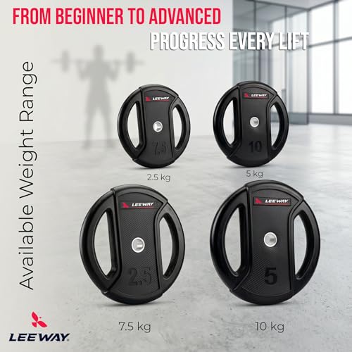 Image of Leeway 20kg Combo | Home Gym Set for Men | Barbell Rod with Plates and Dumbbell Set | Dual Grip Rubber Coated Weight Plates, 3 Ft Curl + 5 Ft Rod (28mm) | Gym Equipments for Home Workout Zym (20kg Set (5X4))