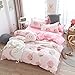 Cartoon Duvet Cover Set Queen Pink Peach Bedding Set Kid Kawaii Bedding Set Girl Lovely Peach Comforter Cover Cute Fruits Quilt Cover Tropical Plant Bedding Reversible Soft Bedspread Cover Room Decor