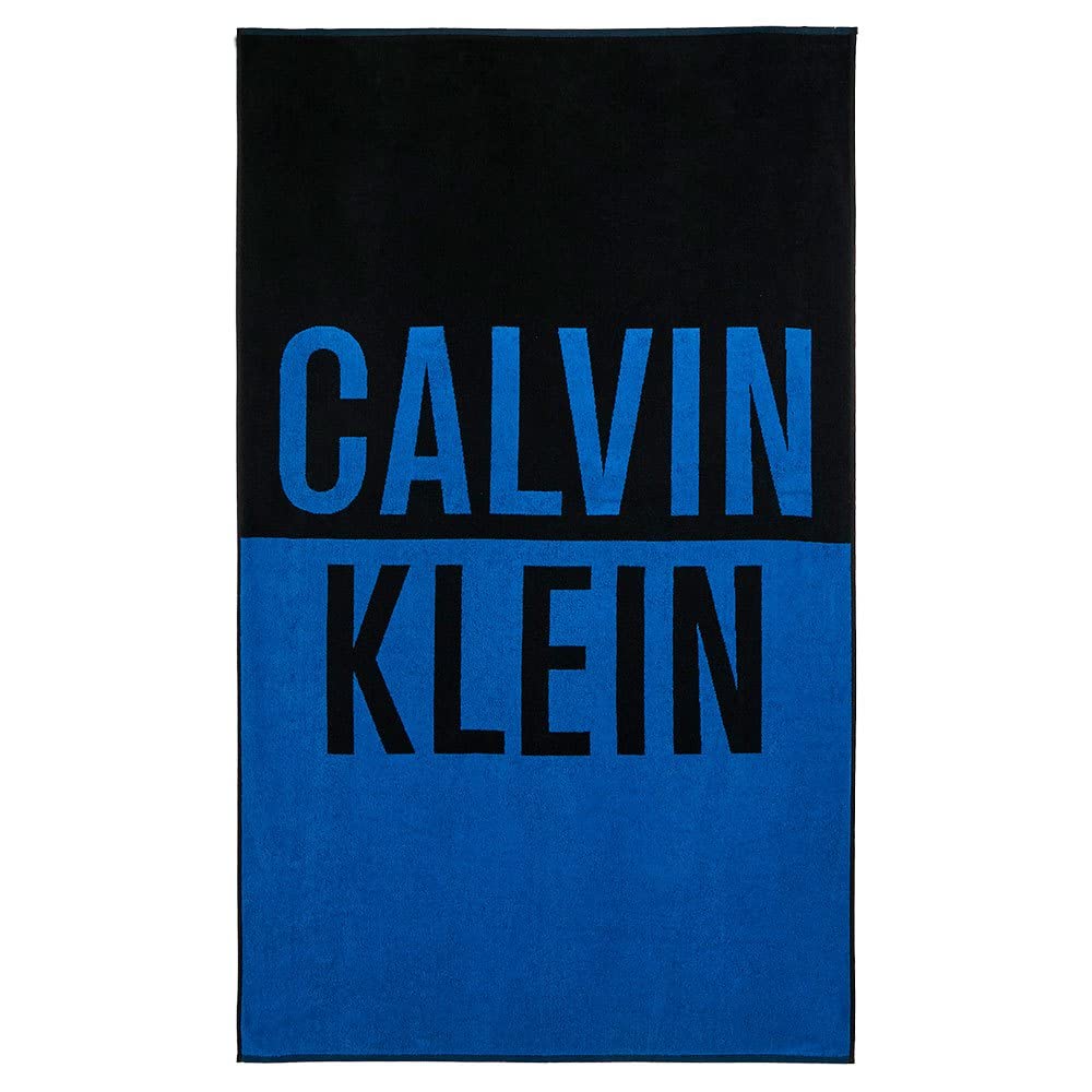 Calvin Klein Serviette de Plage CK Piscine Spa Coton éponge cm.180 x 100 (Environ) avec Logo Article KU0KU00105 Serviette, C4X Dynamic Blue, Unica - One Size