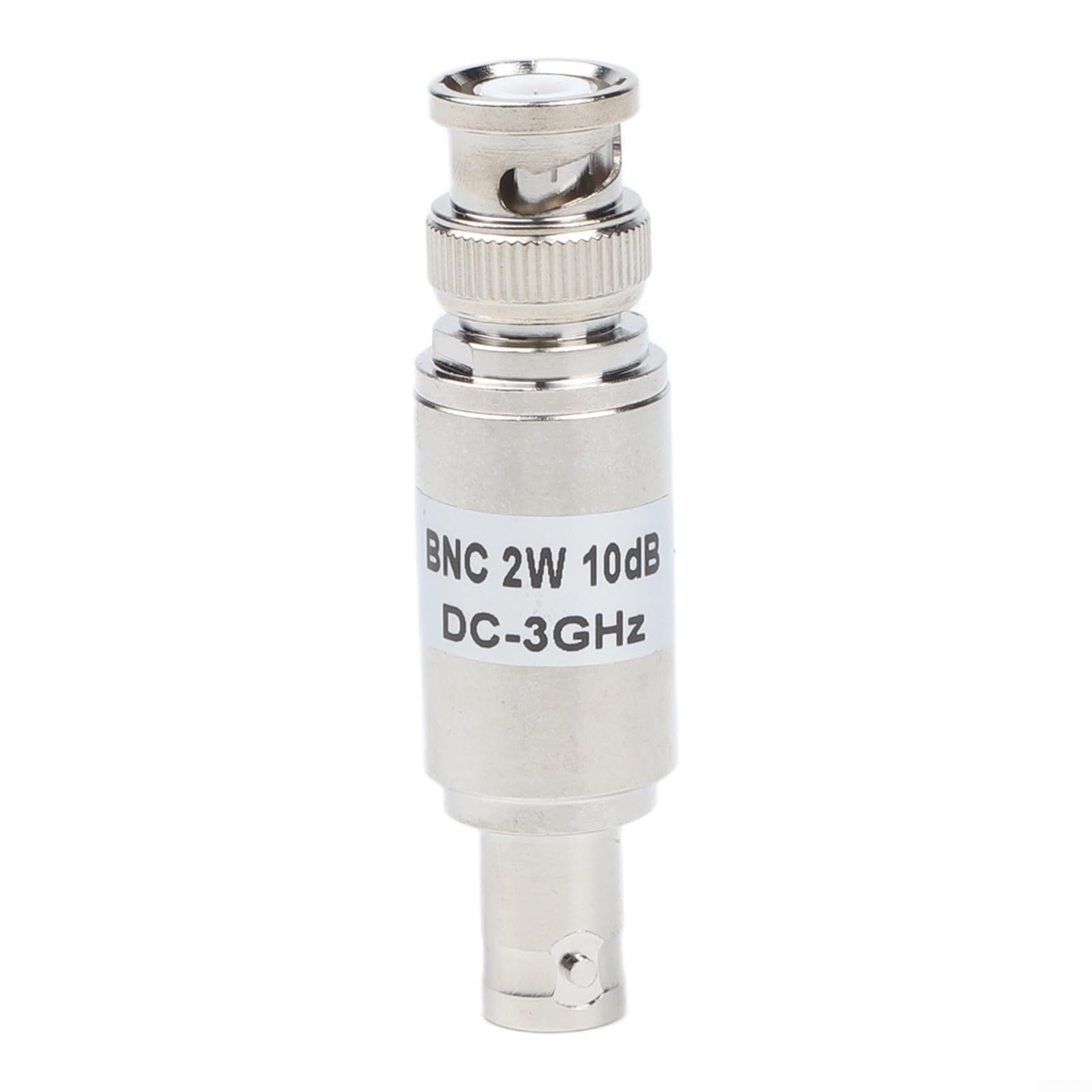 Atenuador coaxial BNC-JK de 10 dB macho a hembra de acero inoxidable 2W 50 Ohm