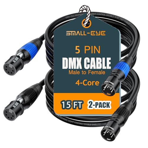 Câble DMX à 5 broches de 4,6 m SMALL-EYE pour corriger les pertes de signal d'éclairage