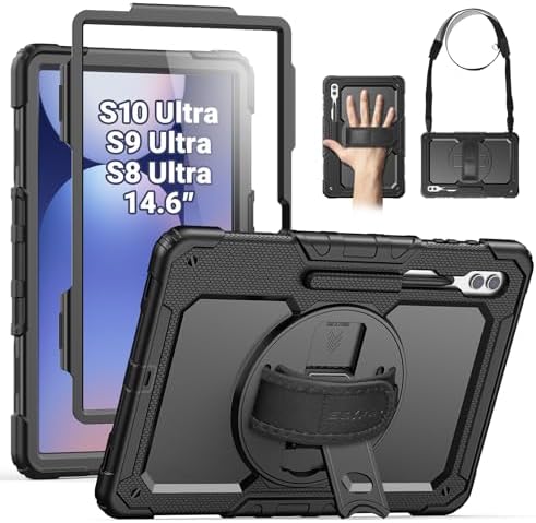 SEYMAC case for Samsung Galaxy Tab S10/S9/S8 Ultra 14.6 Inch, Black