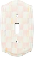 Vista 47 de MACKENZIE-CHILDS Enamel Switch Plate, Light-Switch Cover, Single Rocker, Black-and-White Courtly Check
