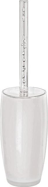 KW "Easy" Enlcosed Plastic Toilet Brush and Holder (Round Clear/White)