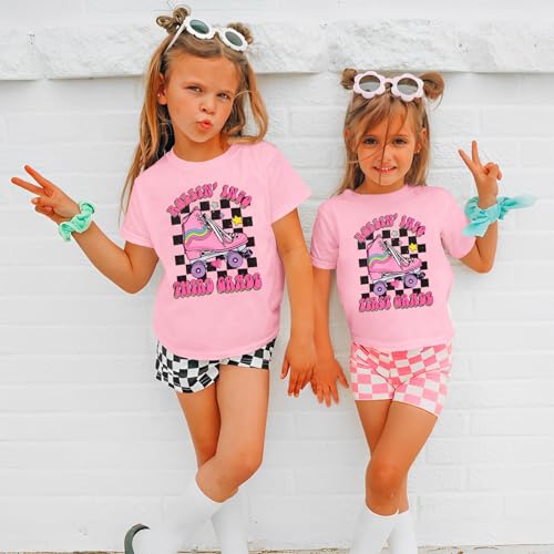 Image of SOFEON First Day of School Shirt for Girls Rollin' Into 1st /2nd /3rd Grade T-Shirt Back to School Skating Graphic Tees Tops