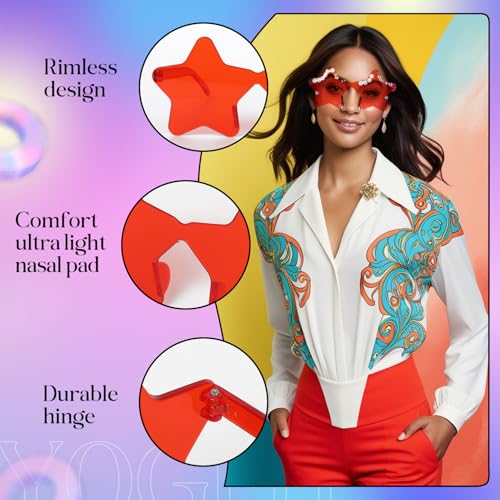 YOGFIT 18/22 PCS DIY Sunglasses for Concert Birthday Popular Singer Party Favors Friendship Heart Star Sunglasses for Women3