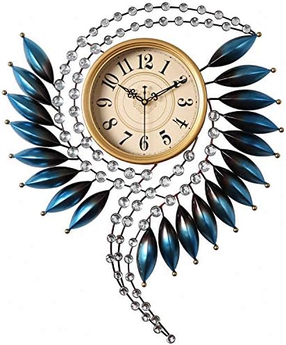 Crystal Metal Wall Clock Silent Non Ticking - 26"×21" Quality Quartz Battery Operated, Decorative for Kitchen, Living Room, Bedroom, Bathroom, Bedroom, Office