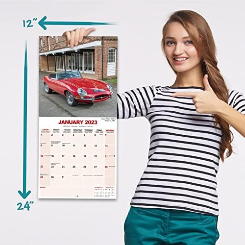 Classic Sports Cars Calendar 2023 | Square Sport Car Wall Calendar | 16 Month | with Free Organisational Stickers