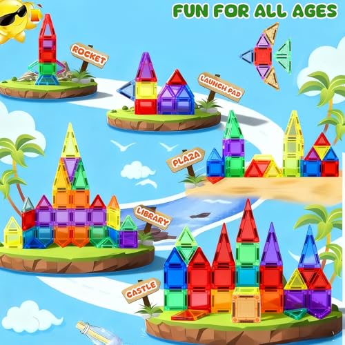 Ufilni 70-Piece Magnetic Tiles with Metal Storage Case — view 3