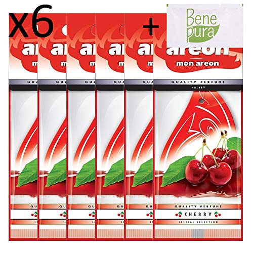 AREON Ambientador de coche Mon para colgar, furgoneta, camión, caravana, hogar, oficina, baño, gimnasio, armario, cajones (cereza, paquete de 6) Cover