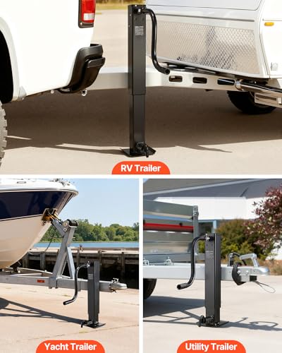 Image of VEVOR Heavy-Duty Trailer Jack, 12,000 lbs Load Capacity, Sidewind Square Direct Weld-on Trailer Jack with Handle Crank, Adjustable Drop Leg, 26-Inch Travel for Lifting RV, Utility, Yacht Trailers
