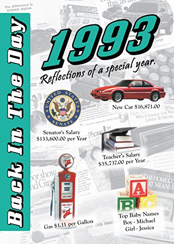 1993 Back In The Day - 24-page Greeting Card / Booklet with Envelope – Great for Birthdays, Anniversaries, Reunions, Graduations, Client & Corporate Gifts