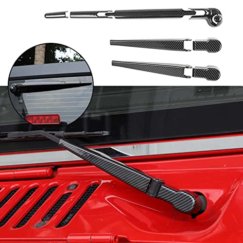 Windshield Wiper Blades Trim Cover,Front & Rear Window Wiper Arm Blade Kit Decoration Accessories for Jeep Wrangler JK JKU 2007-2017 (Carbon Fiber Grain)