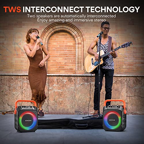Sudotack Karaoke Machine With 2 Wireless Microphones, Bluetooth Speaker For Adults And Kids With Party Lights, Portable Party Speaker Supports Tf Card/Usb, Aux In, Fm, Rec, Tws For Karaoke, Party #TOP3