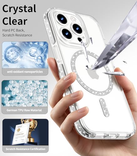Coque iPhone 15 Pro Max MagSafe argentée chic avec protège-caméra