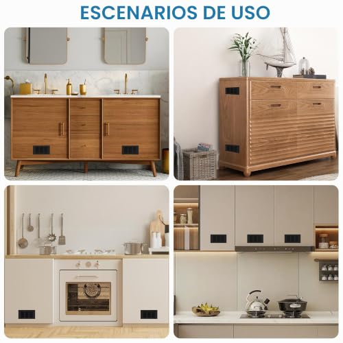 Rejilla de ventilación rectangular negra 400x200mm de aluminio metálica para muebles y estufa 7