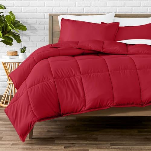 Bare Home Comforter Set - Queen Size - Ultra-Soft - Goose Down Alternative - Premium 1800 Series - All Season Warmth (Queen, Red) - Thumbnail 4