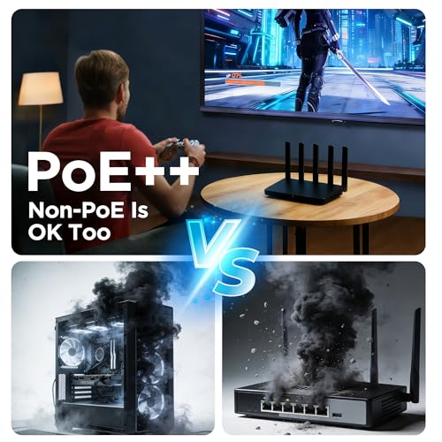 Image of Ethernet Surge Protector Gigabit, 2 Pack PoE++ RJ45 Surge Protector 1000Mbps, 20KA Metal Shielded Lightning Arrestor LAN Network CAT5 /CAT6 Thunder Arrestor-Mounting Flange