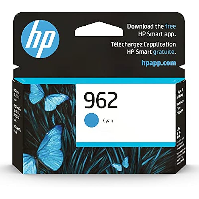 HP 962 Cyan Ink Cartridge | Works with HP OfficeJet 9010 Series, HP OfficeJet Pro 9010, 9020 Series | Eligible for Instant Ink | 3HZ96AN Cyan