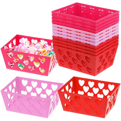 Panier en plastique en forme de cœur lot de 12 pour rangement maison et déco Saint-Valentin