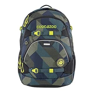 coocazoo Schoolrugzak ScaleRale Polygon Bricks blauw-grijs, ergonomische tornister, in hoogte verstelbaar met borstband en heupriem voor jongens vanaf de 5e klas, 30 liter