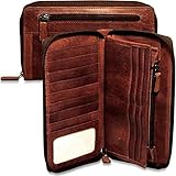 Voyager Large Zip-Around Travel Wallet #7724 (Brown)