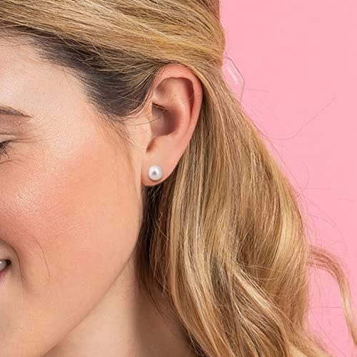 KEZEF Pearl Stud Earrings for Women 14K Real Gold Freshwater Cultured Pearl Earrings with Butterfly 14K Gold Back with Silicone2