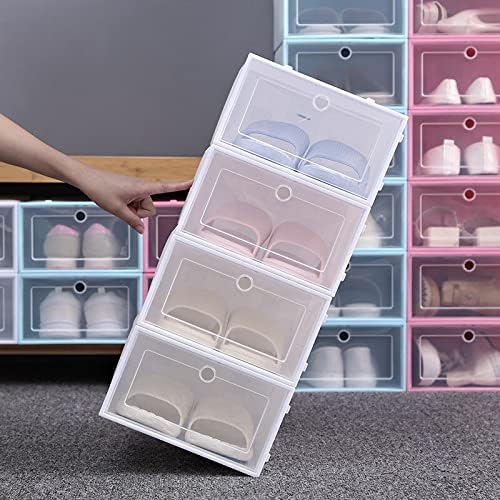 Shoe Rack 6Pcs/Set Shoe Organizer Drawer Thicken Transparent Plastic Shoe Storage Box Rectangle PP Thickened Drawer Shoe Boxes Shoe Storage (Color : Blue Size : S) (Green Small)