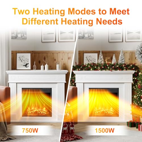 Xbeauty 44" Electric Fireplace with Mantel, Corner Freestanding Fireplace Heater with Realistic LED Flame & Remote, Adjustable Brightness, Overheat Protection for Living Room, Bedroom, Office,White