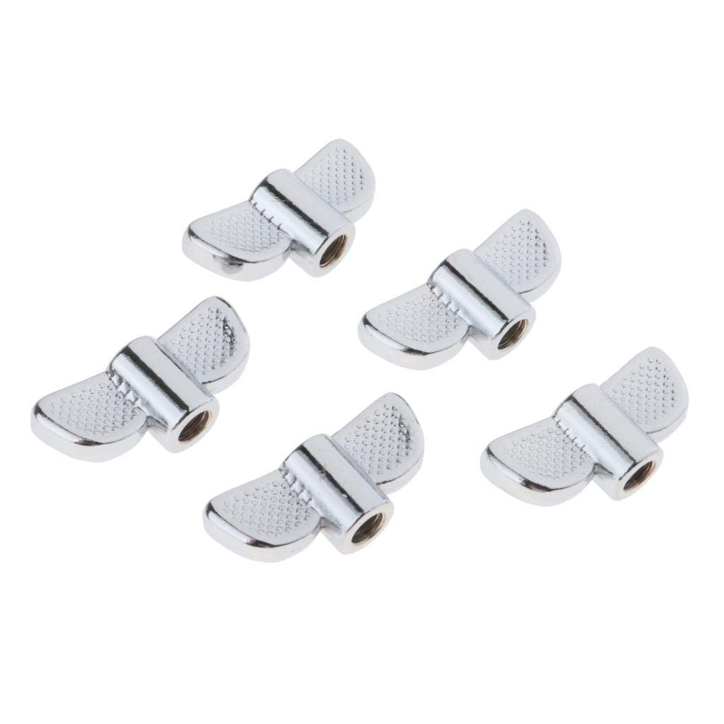 5 tuercas de ala de soporte de platillos de 8 mm para rendimiento de etapa de práctica M8, color plateado