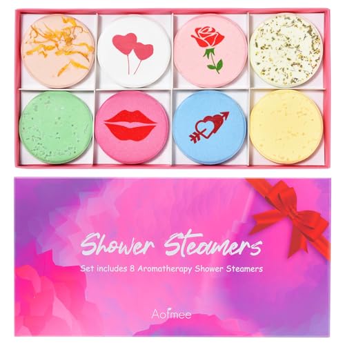 Aofmee Bombas de Ducha Aromáticas - 8 Tabletas Vaporizadoras de Aceites Esenciales para Relajarse - Set Regalo Originales para Mujer, Hombre, Mama - Regalos para San Valentin Aniversario Cumpleaños