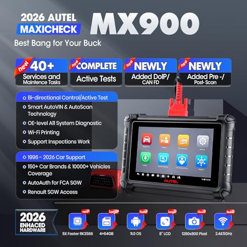 Autel Scanner MaxiCheck MX900, 2026 Bidirectional OBD2 Diagnostic Scan Tool with CAN FD DOIP, 8In US Ver. of MaxiCOM MK900 MK900BT V2.0 of MK808S MK808 MK808BT MX808S, 3000+ Active Test, 40+ Service - Image 3