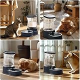 Gardner Pet Futterautomat Katze, 3.85L Wasserspender Hund mit Edelstahlschüssel, Ohne Strom, BPA Frei, Gravitation Wasserspender Katzen, für Mittlere/groß Haustiere (Grau)