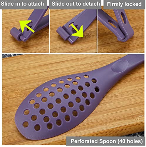 Detachable 3 In1 Nylon Tongs Food Serving Cooking Spoon Salad Dessert Pasta Spaghetti Servers Colorful Black Purple Red Pink (Purple) #TOP3