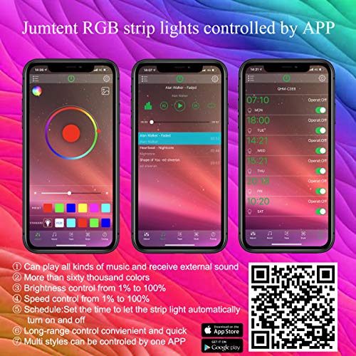 Led Strip Lights, 65.6Ft Strips Light 5050 Rgb Music Sync String Lights Bedroom Strip Light Color Changing Rope Lights App Control +44 Keys Remote For Bedroom Sitting Room Kitchen Home Party 4Roll 20M #TOP2