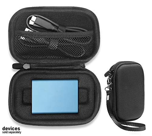 getgear External SSD Case for Samsung T5 Portable SSD 2TB, 1TB, 500G, 250G, USB 3.1 External SSD, Customized Inlay, mesh Cable Pocket, Detachable Wrist Strap