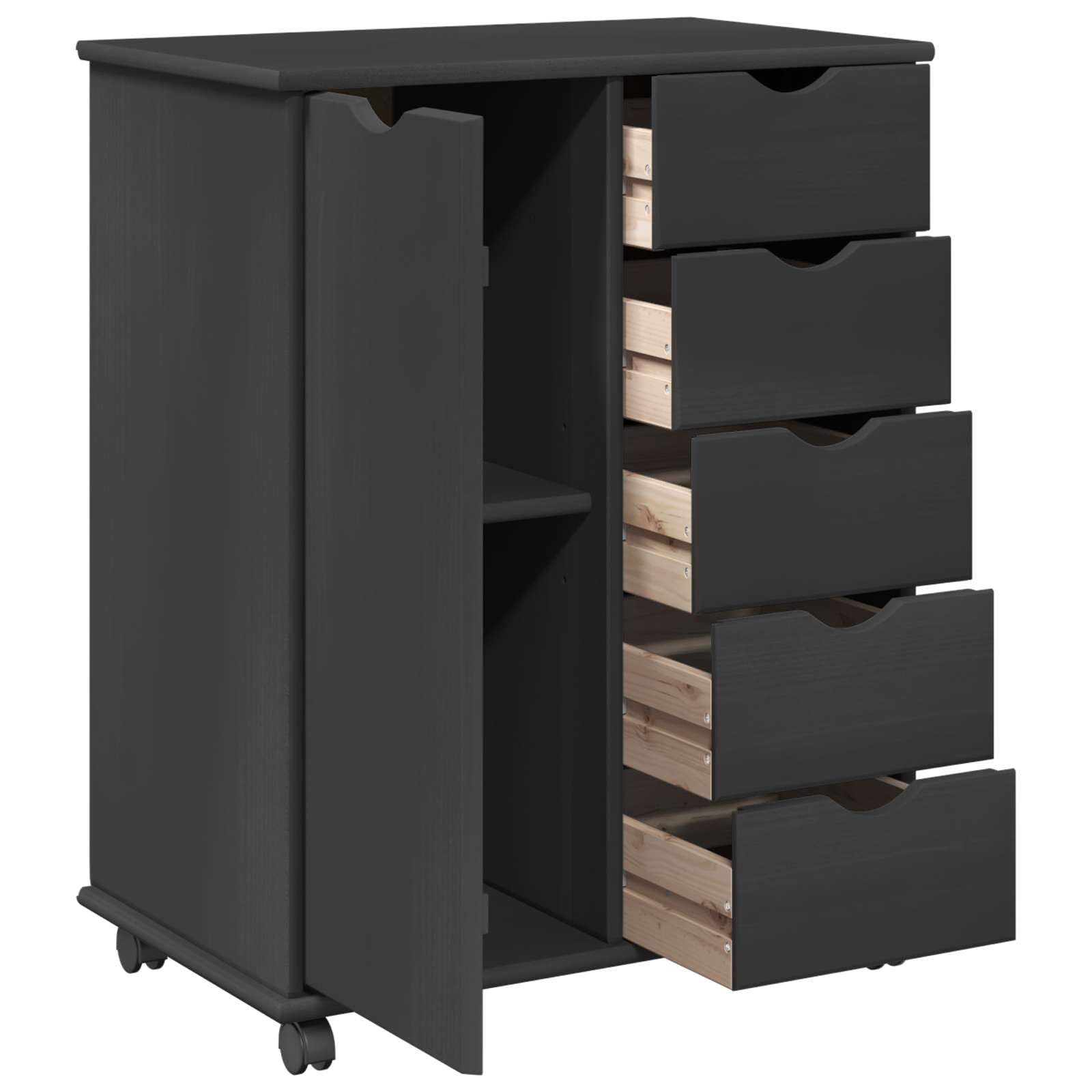 Mobile con Ruote Legno di Pino Massello 63,5 x 39 x 79 cm