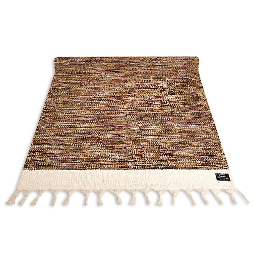 STRAUSS: Cotton Yoga Mat with Carry Bag For Women and Men | Exercise mat for home workout, Anti Slip Fitness mat | Washable, Breathable, Sweat Absorbent & Eco-friendly material - 2X6ft, Multicolor