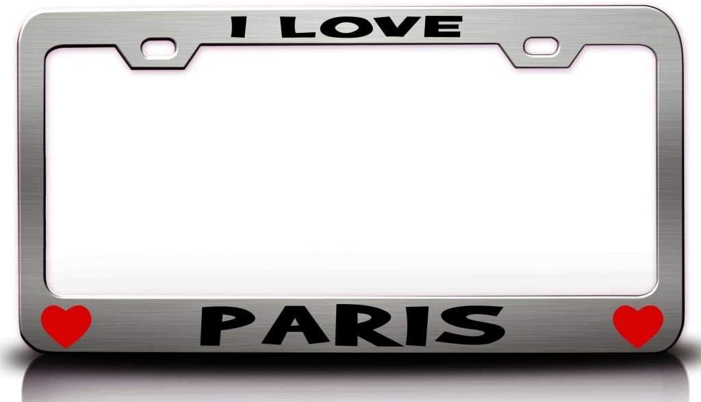 I Love Paris Romantic Metal Car SUV Truck License Plate Frame Ch c81