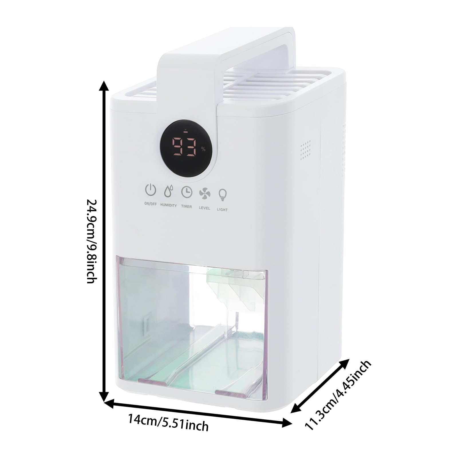 Deumidificatore elettrico 200 ml/giorno, 1 l, con LED a 7 colori e timer, silenzioso, 22,5 W, 30 m², deumidificatore per camera da letto, bagno, cantina, camper