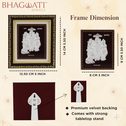 Image of 999Pure Silver Ramdarbar Photo Frame for Home & Office | Premium Silver | PoojaRoom & Wall Decor | Wedding & Festival Gifts | Certificate Included | Tabletop Size 5.5x5 inch